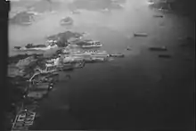 A photo of the harbor at Nagasaki in August 1945 before the city was hit with the atomic bomb