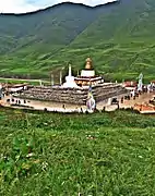 A monastery stupa in Biru