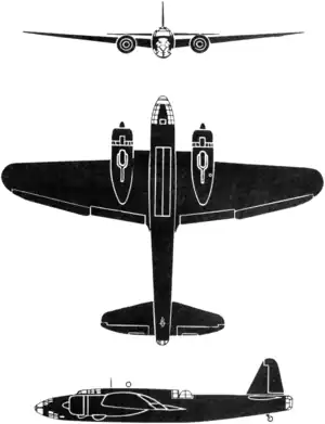 3-view silhouette of the Nakajima Ki-49