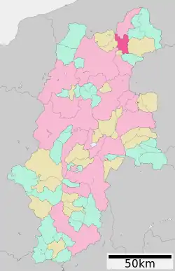 Location of Nakano in Nagano Prefecture