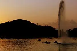 Nakki Lake fountains in the evening.