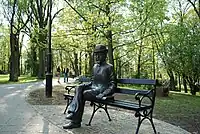 Bolesław Prus sculpture, outside the Museum dedicated to the author in the Małachowski Palace
