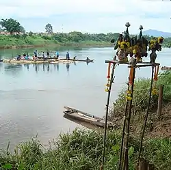 Kungthapao villagers performs a ceremony to worship about a stream Thailand.