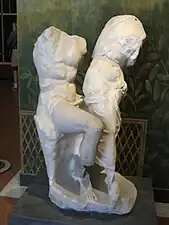 Marble statue of Satyr and Nymph. From Pollena Trocchia.