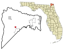Location in Nassau County and the state of Florida