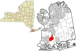 Location in Nassau County and the state of New York.