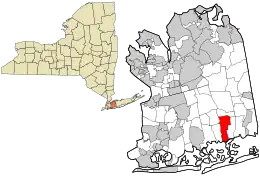 Location in Nassau County and the state of New York.