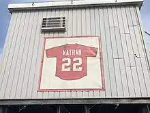 Joe Nathan's retired No. 22 on the bleachers of Joe Nathan Field.