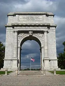 National Memorial Arch, a Revolutionary War memorial in Valley Forge National Historical Park, Chester County, Pennsylvania, USA