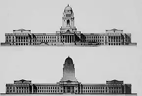 Fukuzo Watanabe's winning design in the  National Diet Building design competition (1920)
