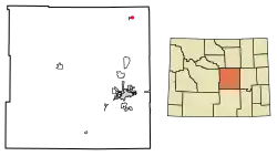 Location of Edgerton in Natrona County, Wyoming.