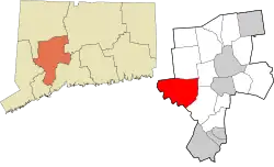 Southbury's location within the Naugatuck Valley Planning Region and the state of Connecticut