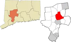 Waterbury's location within the Naugatuck Valley Planning Region and the state of Connecticut