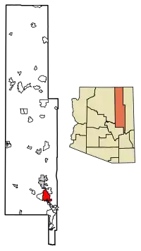 Location of Show Low in Navajo County, Arizona