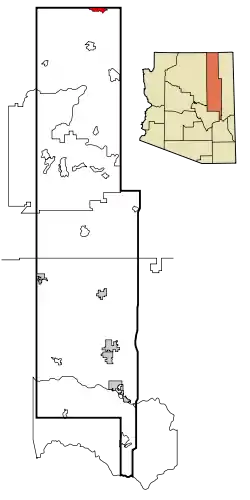 Location in Navajo County and the state of Arizona