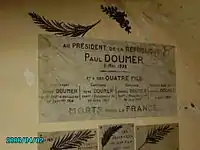 Plaque remembering the four sons of the French president at the Ferme de Navarin