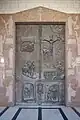 Front door of the church, depicting major events in Jesus' life.