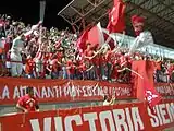 Nea Salamina Famagusta FC fans at Ammochostos Stadium in a game against AEP Paphos FC in season 2006–07.