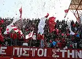 Nea Salamina Famagusta FC fans at Ammochostos Stadium in a game against Alki Larnaca F.C. in season 2011–12.