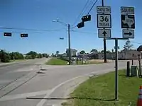 End of FM 1236 at Highway 36 in Needville