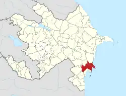 Map of Azerbaijan showing Neftchala District