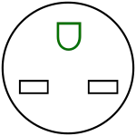 NEMA 6-15 (Green "U"-shaped contact is ground.)