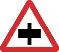 B2: Crossroad with a major road ahead