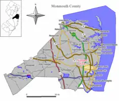 Location of Neptune Township in Monmouth County highlighted in yellow (right). Inset map: Location of Monmouth County in New Jersey highlighted in black (left).

Interactive map of Neptune Township, New Jersey