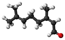 Ball-and-stick model of the neral molecule