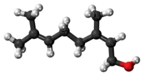 Ball-and-stick model of the nerol molecule