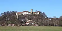 The castle with part of the village