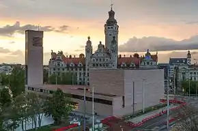 Propsteikirche in May 2015; New Town Hall in the background