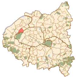 Location (in red) within Paris inner suburbs