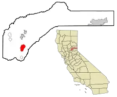 Location in Nevada County and the state of California