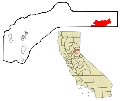 Location in Nevada County in the state of California