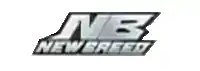 A text-only logo, featuring the letters "NB" on top, and the words "New Breed" directly underneath. The lettering is silver and outlined in black.