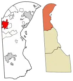 Location of Newark in New Castle County