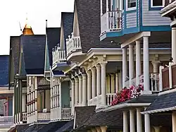 Row of Victorian houses in the village of Ocean Grove