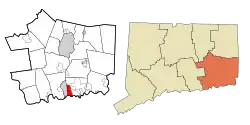 City of Groton's location within New London County and Connecticut