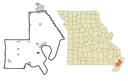 Location within New Madrid County and Missouri