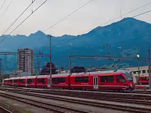 The first member of the class seen during its test period at Landquart station.
