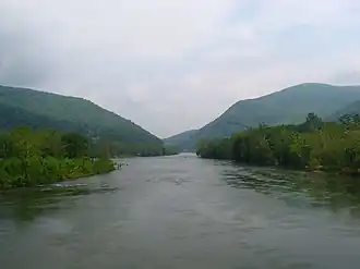 river surrounded by hills covered with green trees