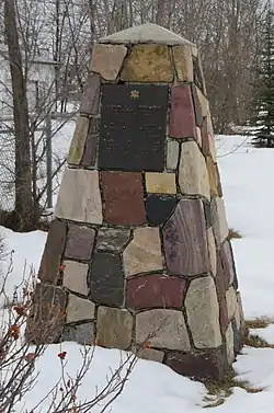 Cairn marking the Canadian Centennial in New Sarepta