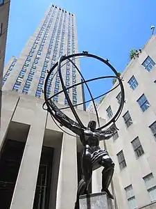 Lee Lawrie, 1936–37, Atlas statue, in front of the Rockefeller Center (installed 1937)