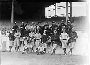 A black-and-white photograph of the 1913 New York Yankees