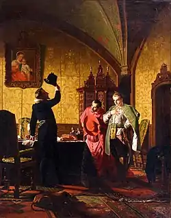 False Dmitriy I takes an oath of allegiance to Sigismund III, by Nikolai Nevrev (1874)