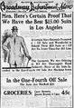 Broadway advertisement in December 1909