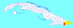 Niceto Pérez municipality (red) within  Guantánamo Province (yellow) and Cuba