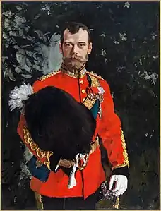 Painting of Tsar Nicholas II of Russia, Colonel-in-Chief of the Royal Scots Greys, by Valentin Serov, 1902