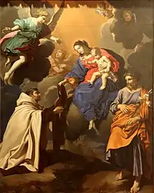 Nicolas Mignard, The Virgin Mary Granting the Scapular to Saint Simon Stock.